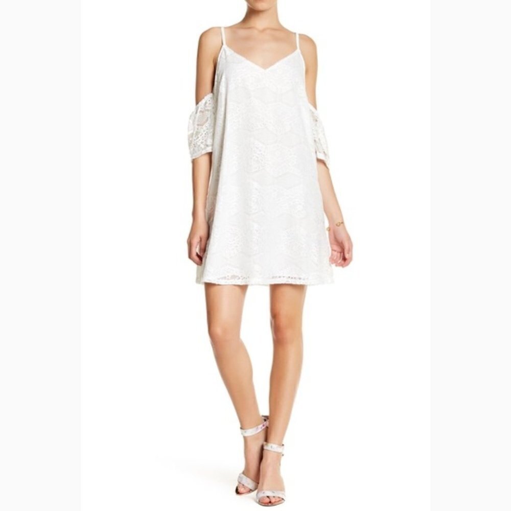 The Vanity Room White Lace Cold Shoulder Dress Size S NWT